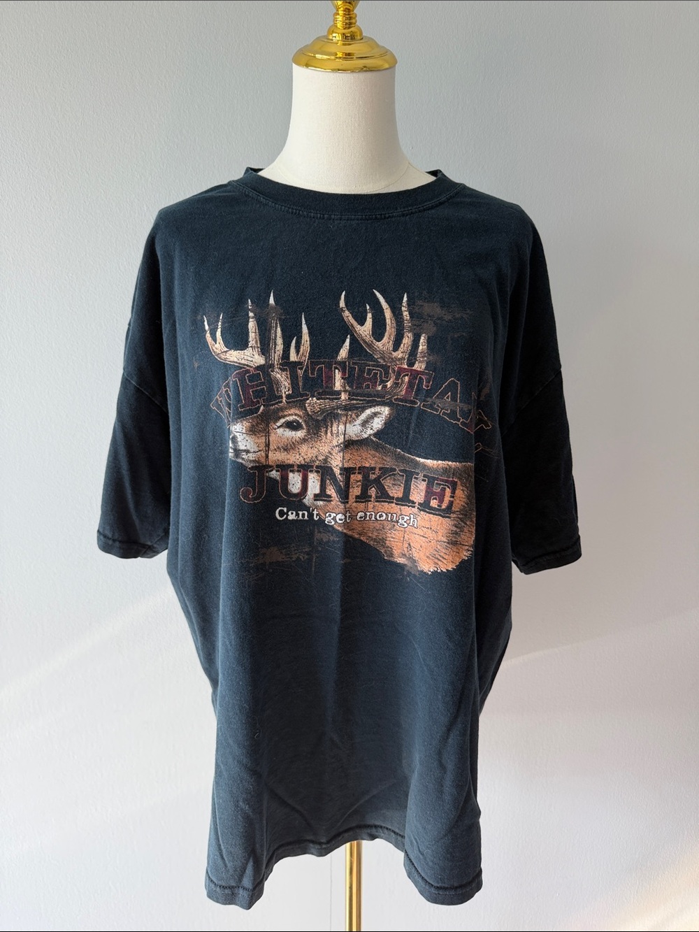 Gildan Black Short-Sleeve Tee with Deer 'Junkie' Graphic